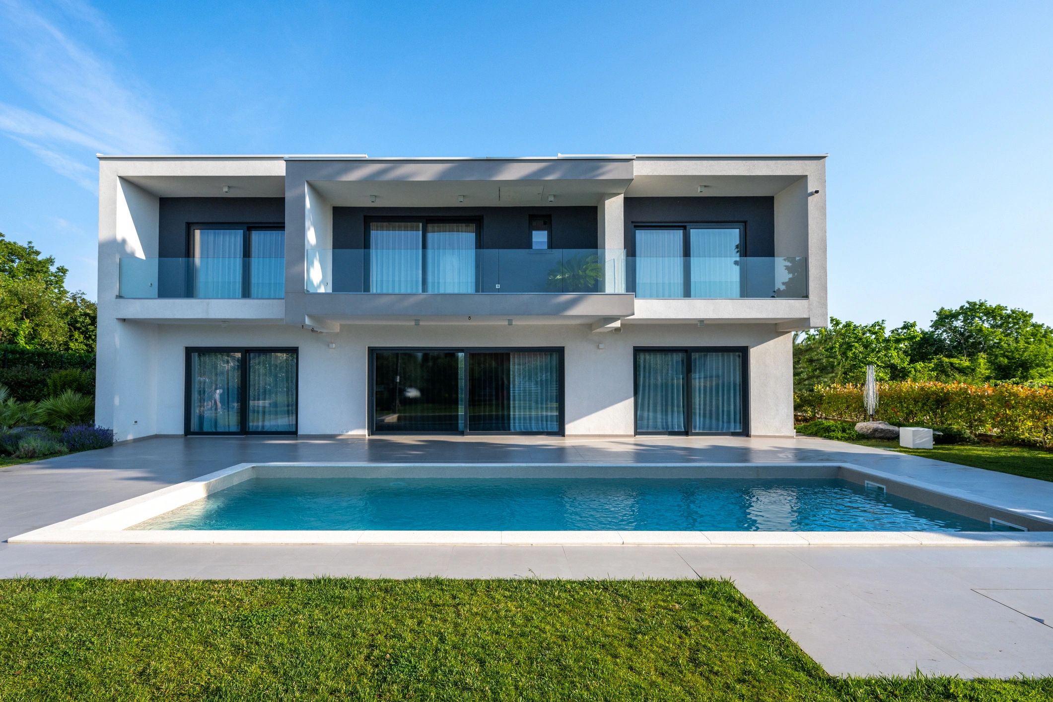 Modern home exterior with contemporary fence lines