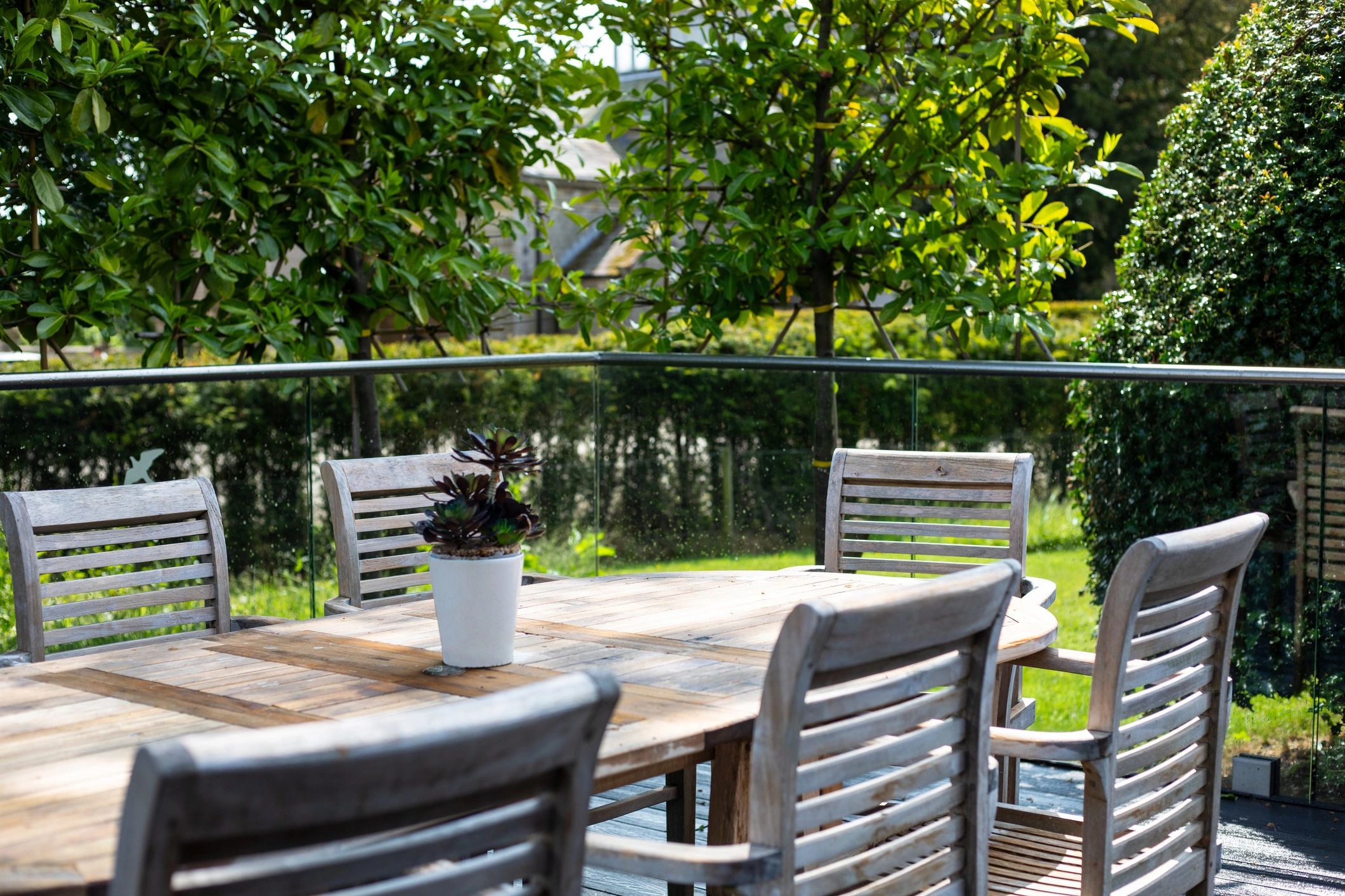 Wood privacy fence in a backyard