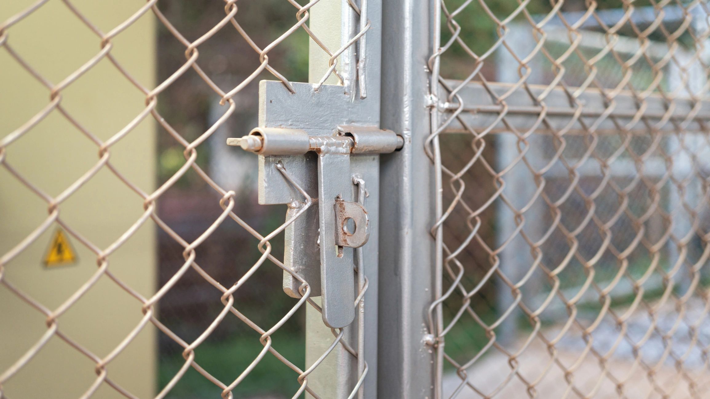 Gate latch hardware close-up